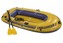 68367 Intex Двухместная надувная лодка Challenger-2 Set + пластиковые вёсла и насос