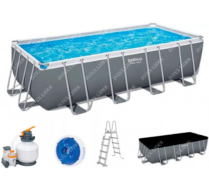 5619Q Bestway Каркасный прямоугольный бассейн, 549х274х132см+фильтрнасос, лестница, тент